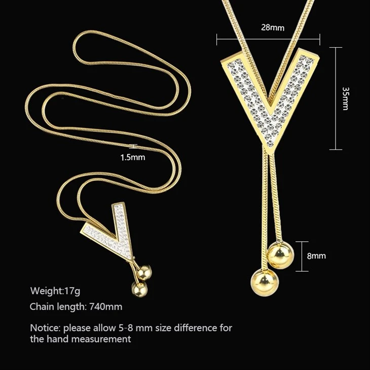 Initial V Zircon Diamond Necklace 04 Initial V Zircon Diamond Necklace 04
