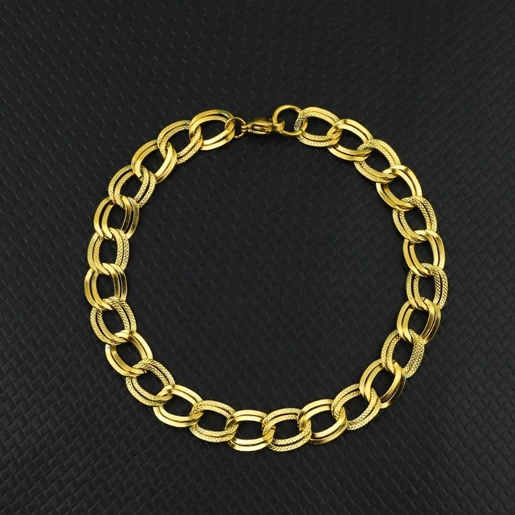 Gold Stainless Steel Oval Chain Bracelet factory Gold Stainless Steel Oval Chain Bracelet factory