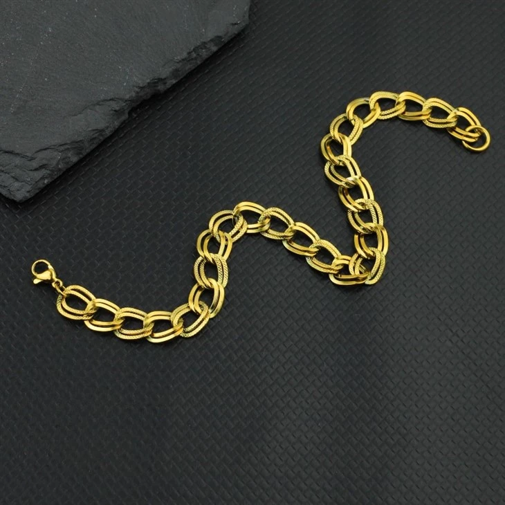 Gold Stainless Steel Oval Chain Bracelet high quality Gold Stainless Steel Oval Chain Bracelet high quality