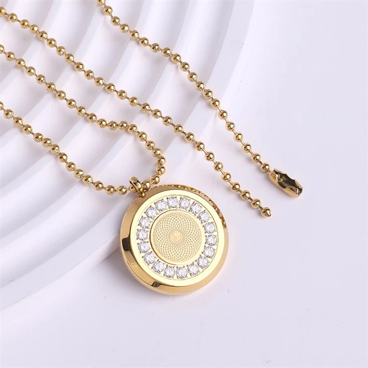Round Micro-Pavé Circle Bead Chain Pendant Necklace suppliers