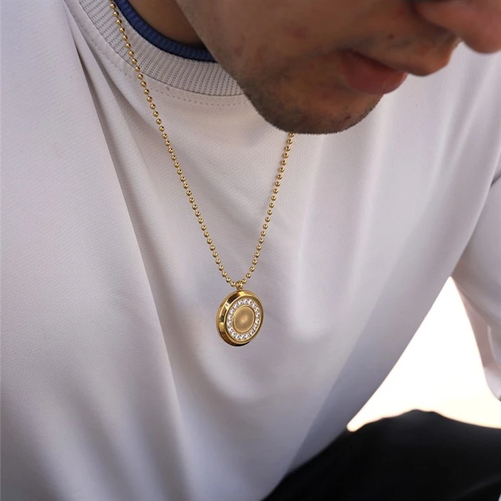 Round Micro-Pavé Circle Bead Chain Pendant Necklace high quality
